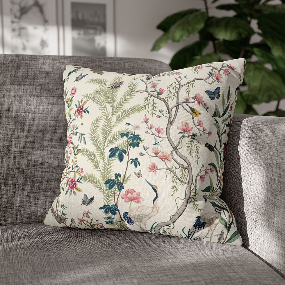Thumbnail: Imperial Crane Chinoiserie Pillow Cover