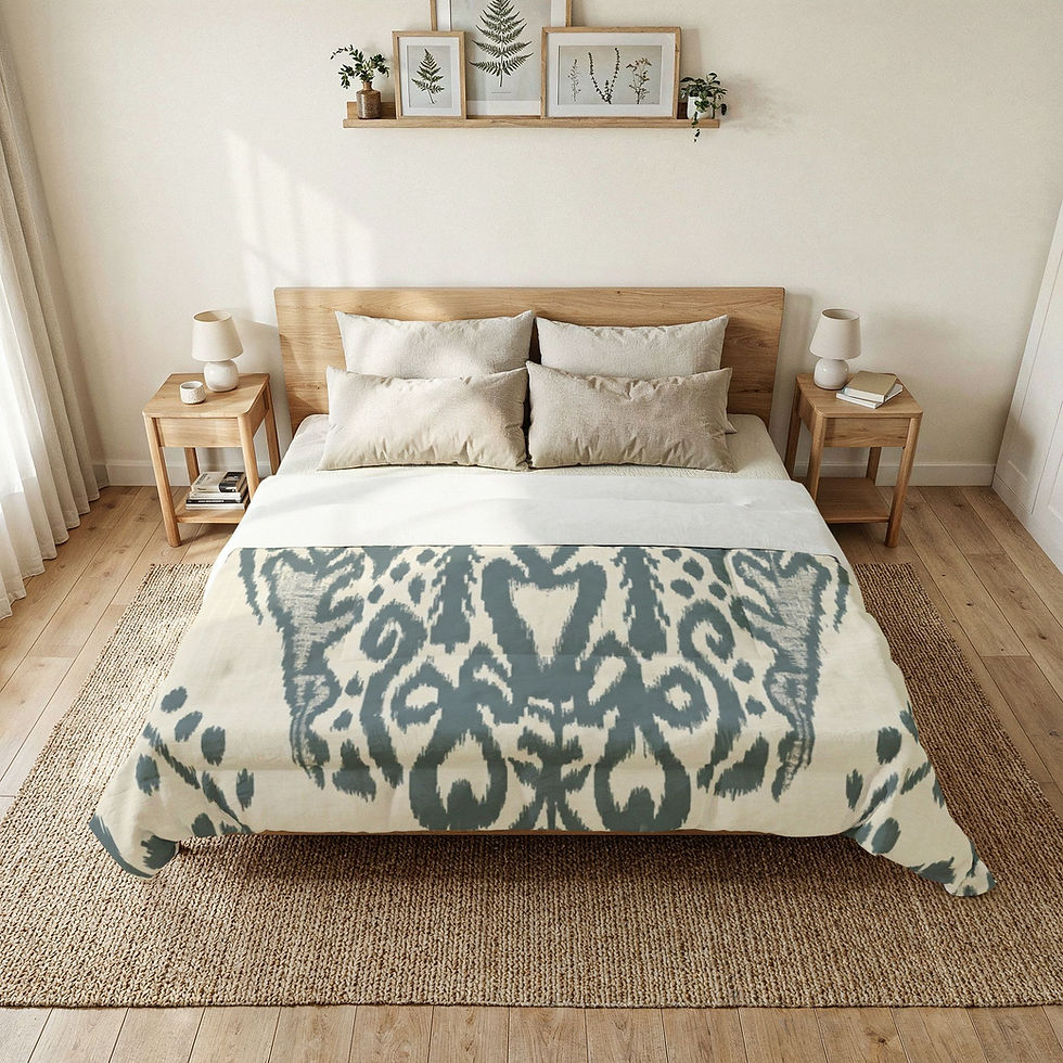 Thumbnail: Artisan Ikat Cotton Comforter - Slate Blue