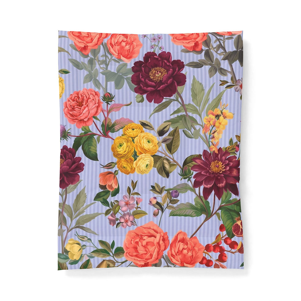 Thumbnail: A top-down view of the premium cotton comforter featuring an all-over lush vintage botanical floral pr