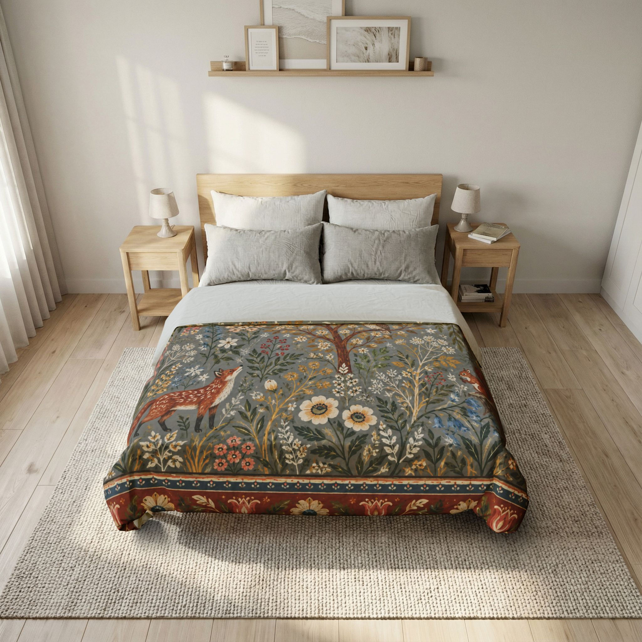 Moonlit Woodland Cotton Duvet Cover