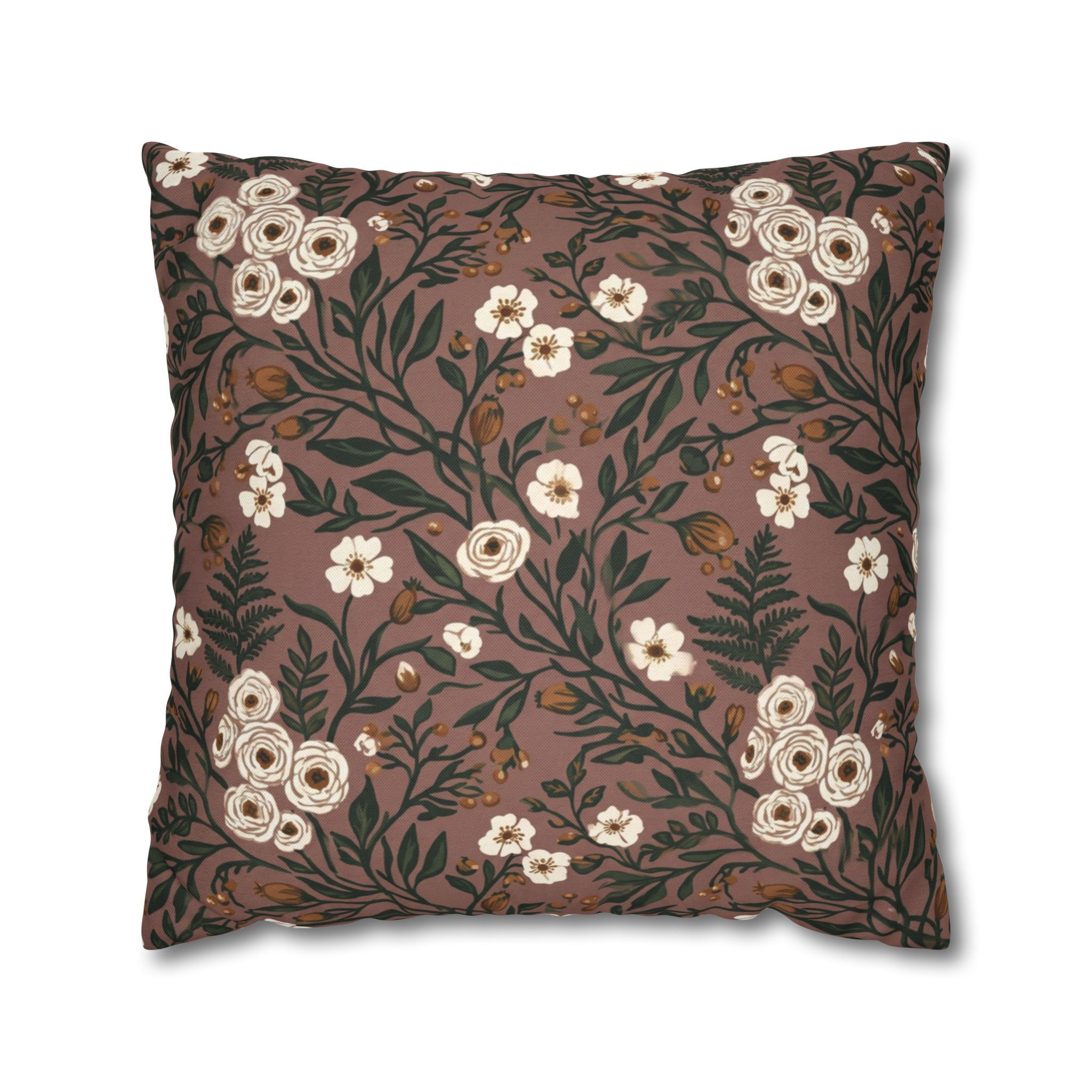 Earthy Romance White Blossom Pillow Cover
