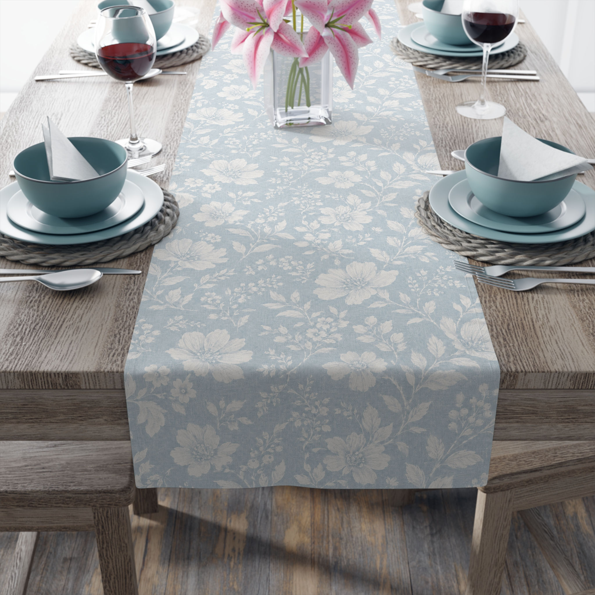 Willow Meadow Table Runner - Sky Blue
