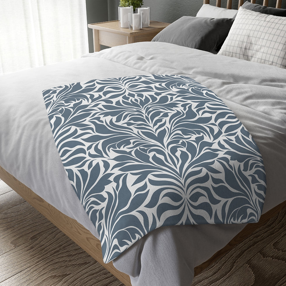 Thumbnail: Elegance Damask Velveteen Microfiber Throw - Slate Blue