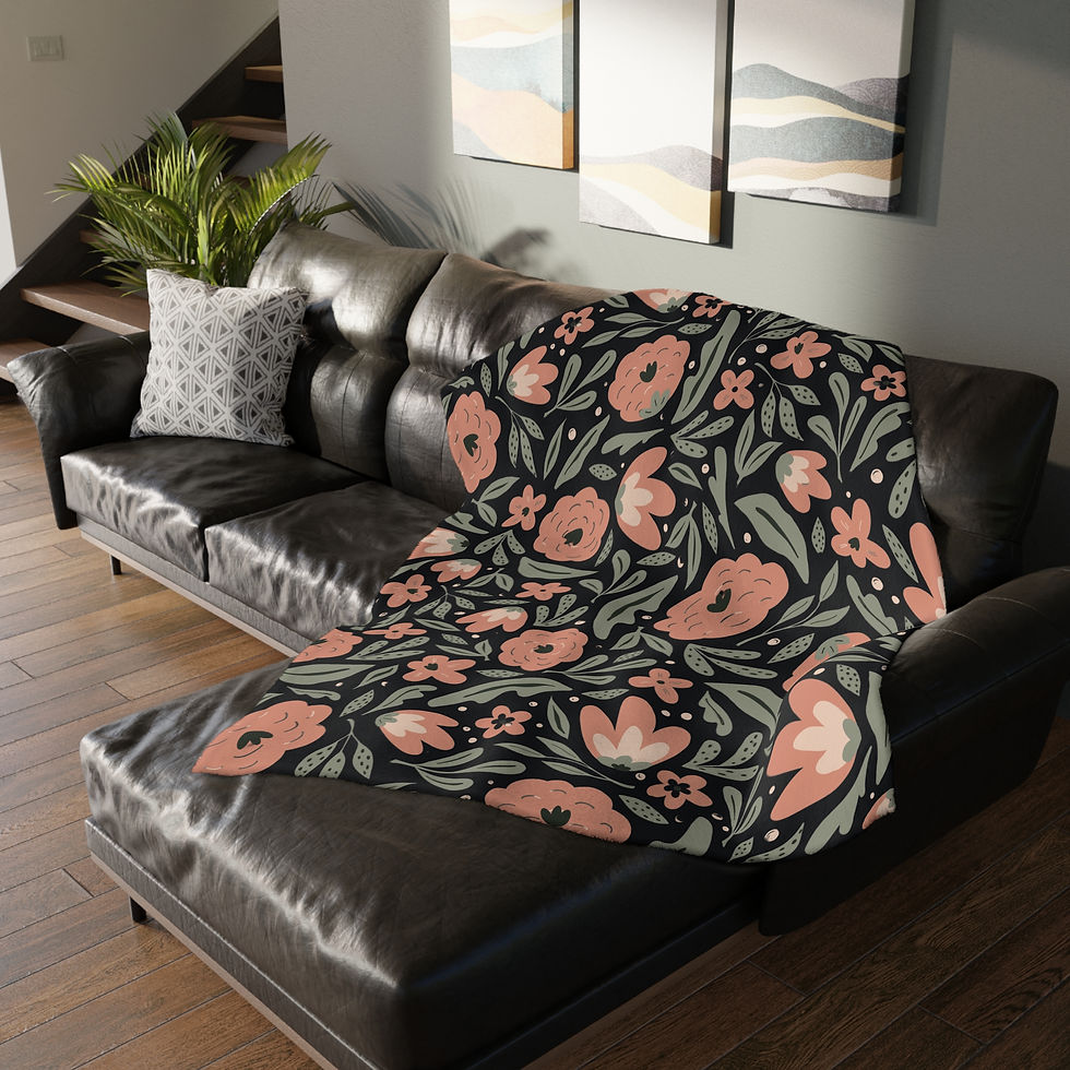 Thumbnail: Midnight Bloom Botanical Velveteen Microfiber Throw