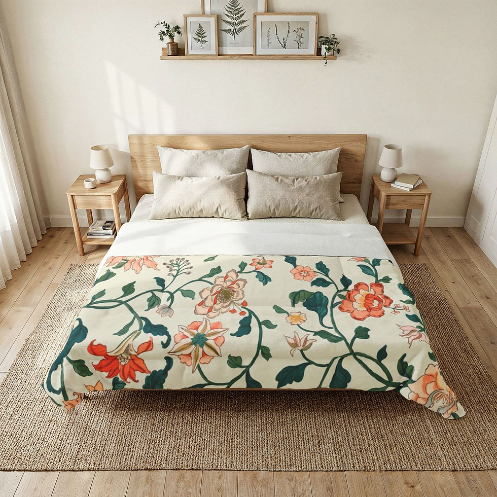 Thumbnail: Nouveau Vine Cotton Comforter - Terracotta & Teal