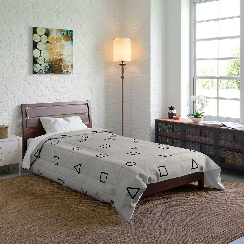 Thumbnail: Gamer Button Kid Comforter - Soft Gray