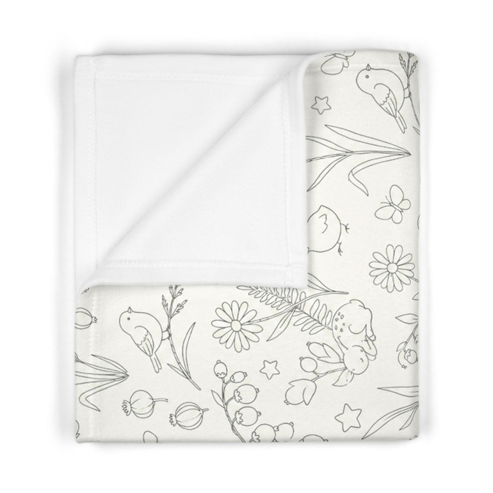 Thumbnail: Botanical Fern Sketch Baby Fleece Blanket 
