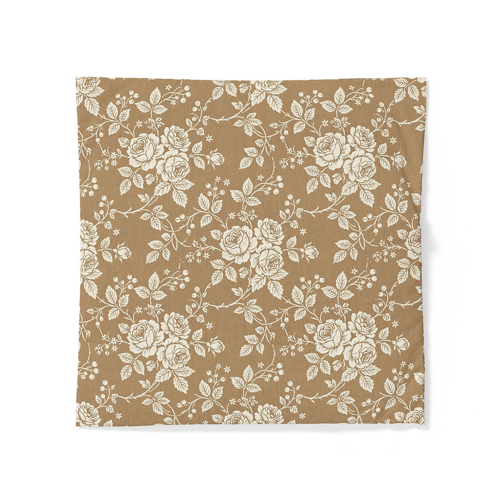 Thumbnail: Vintage Rose Toile Cotton Duvet Cover — Warm Caramel