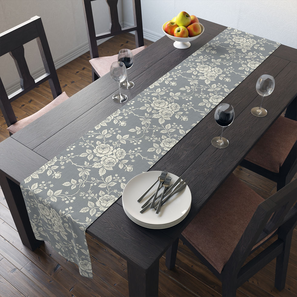 Thumbnail: Vintage Rose Toile Table Runner — Slate Blue