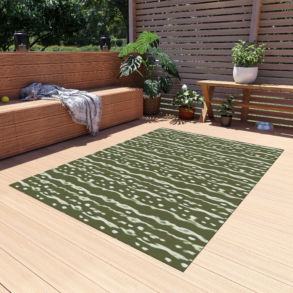 Thumbnail: Olive Green Ikat Outdoor Rug 