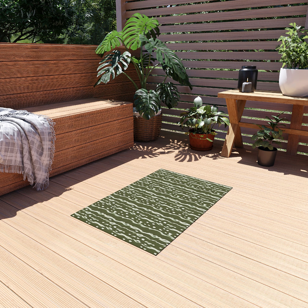 Thumbnail: Olive Green Ikat Outdoor Rug 