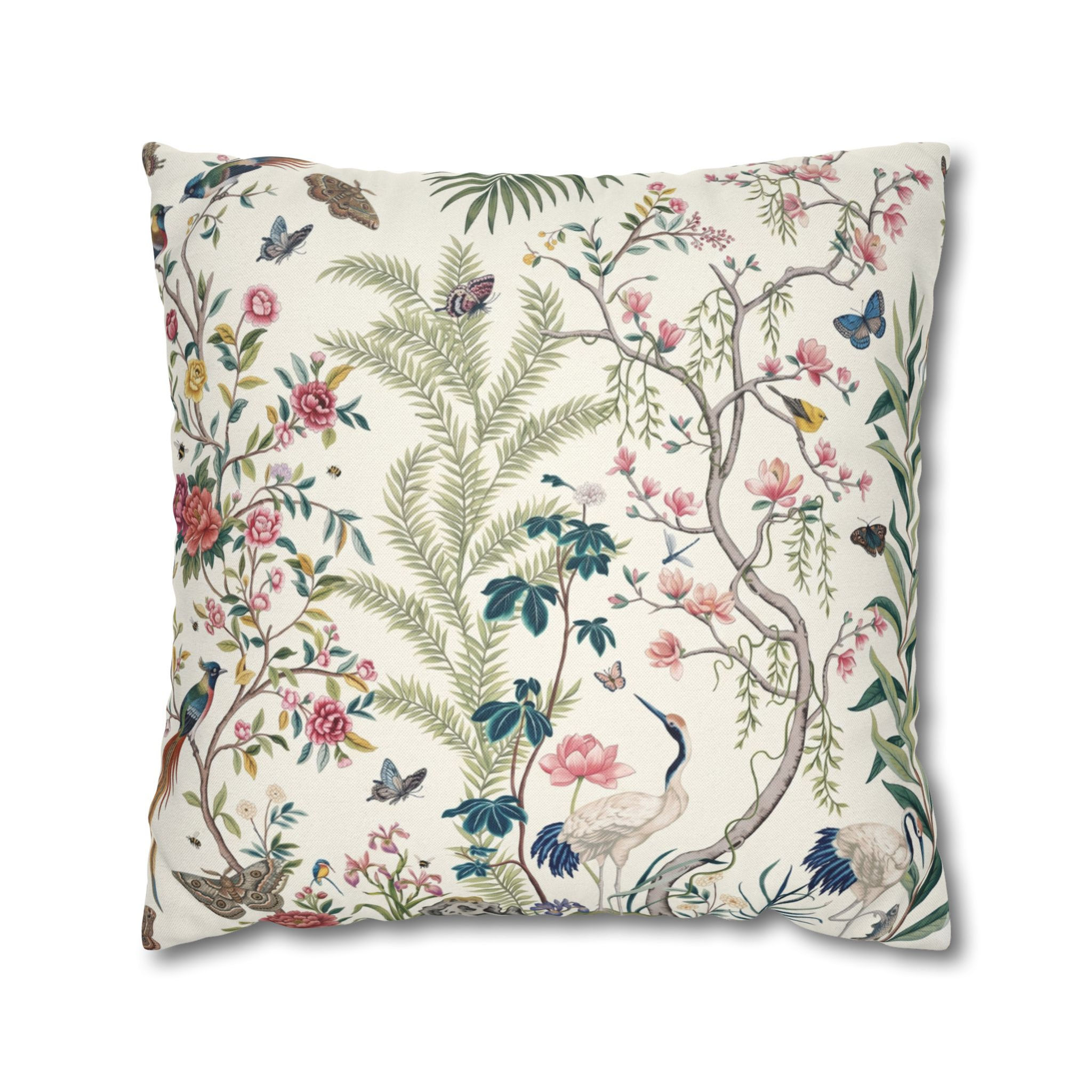 Imperial Crane Chinoiserie Pillow Cover