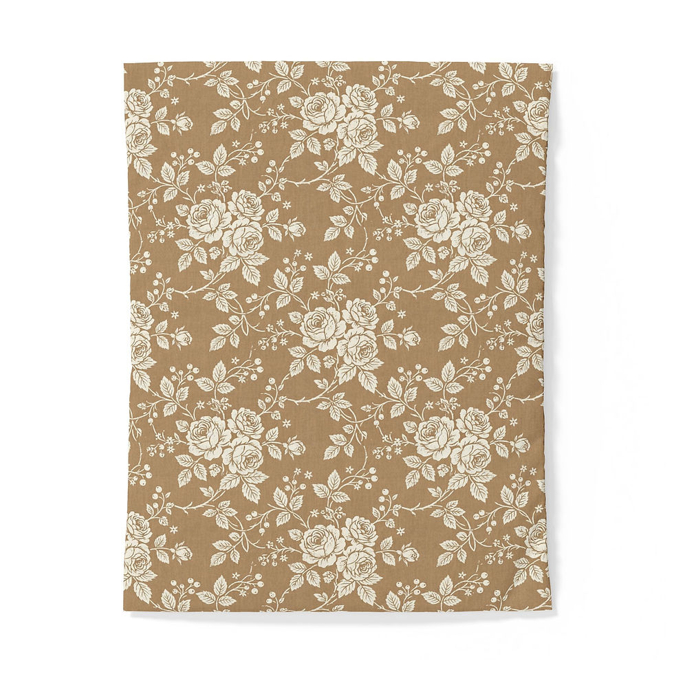 Thumbnail: Vintage Rose Toile Cotton Duvet Cover — Warm Caramel