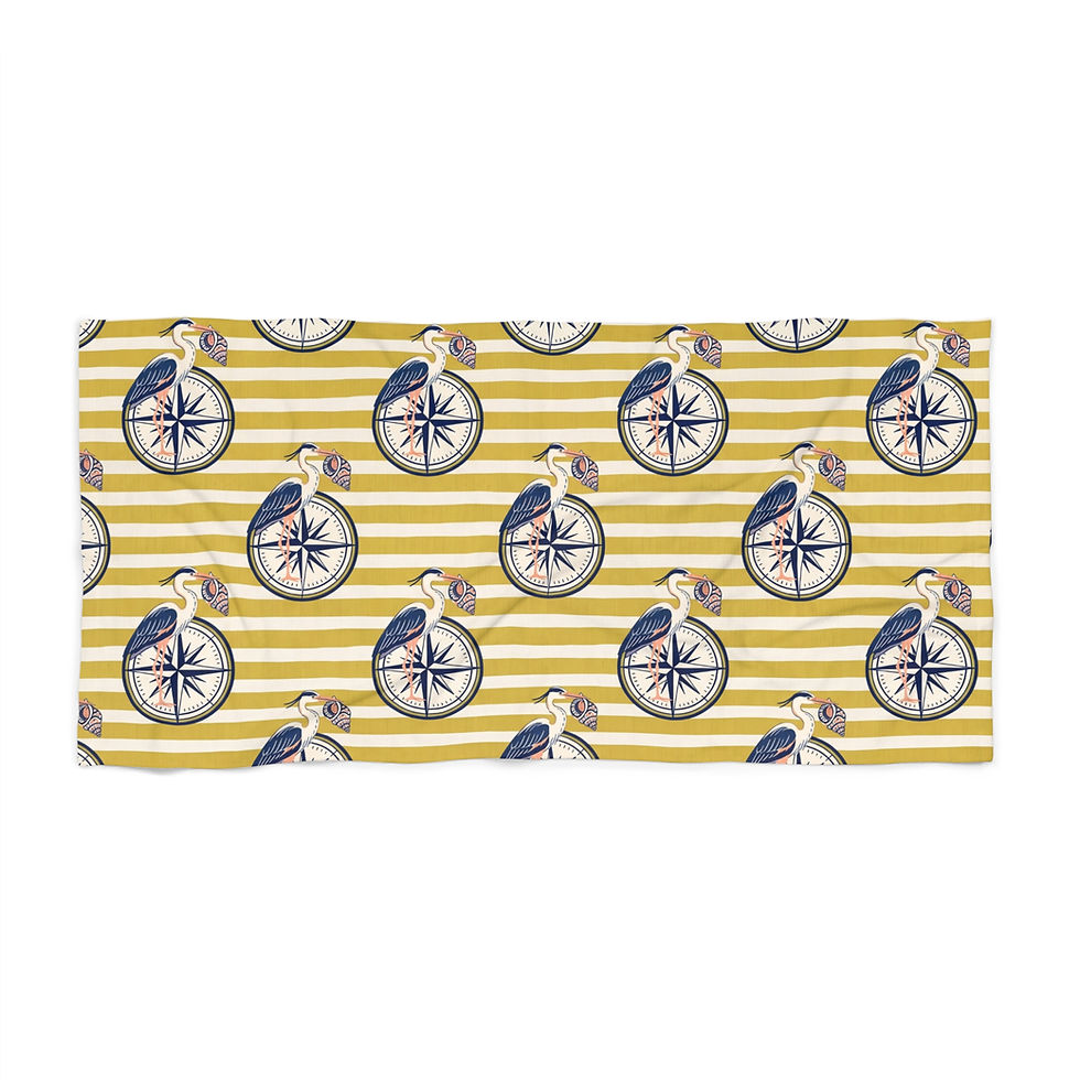 Thumbnail: Nautical Crane Compass Beach Towel