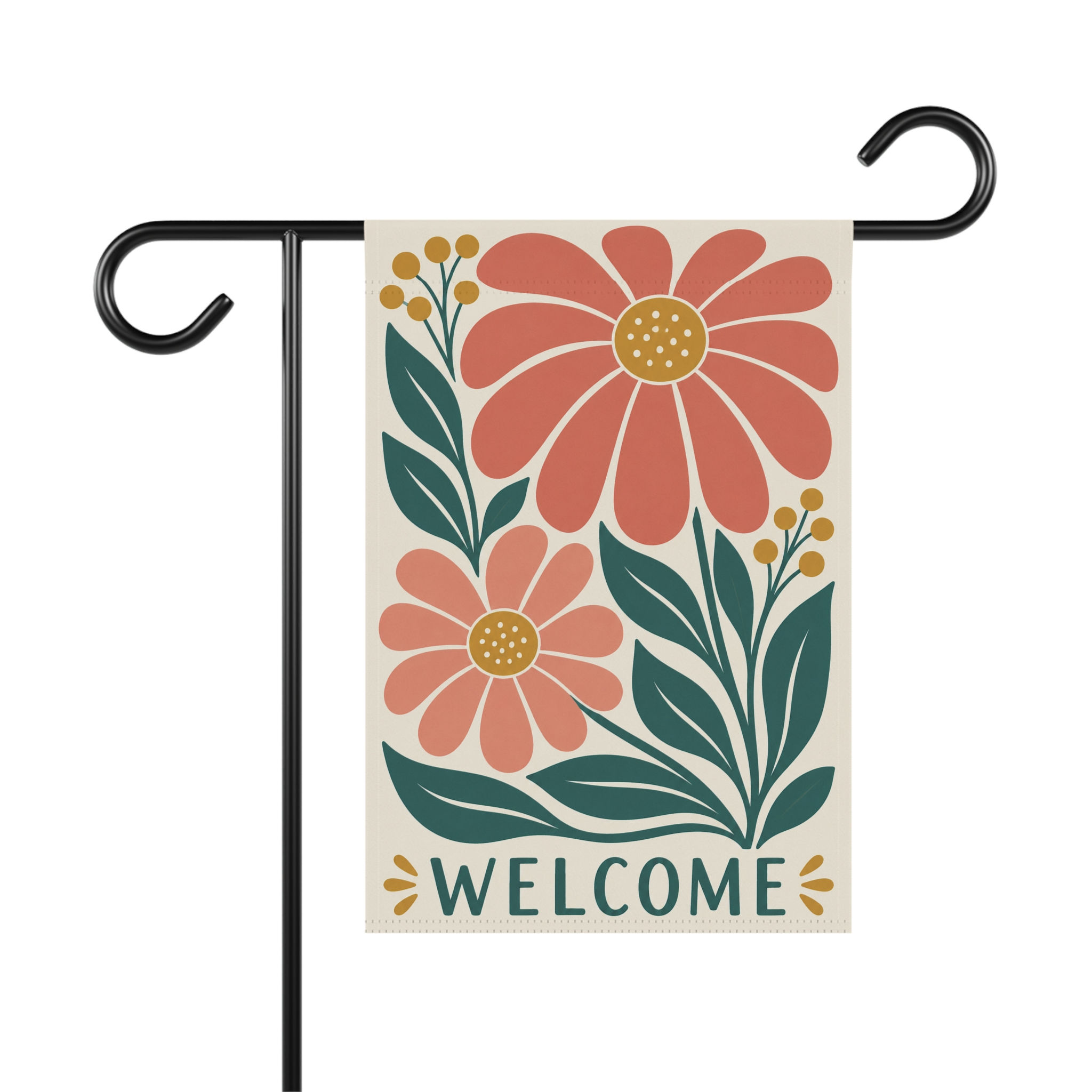 Welcome Floral Garden Flag — Decorative House Yard Banner