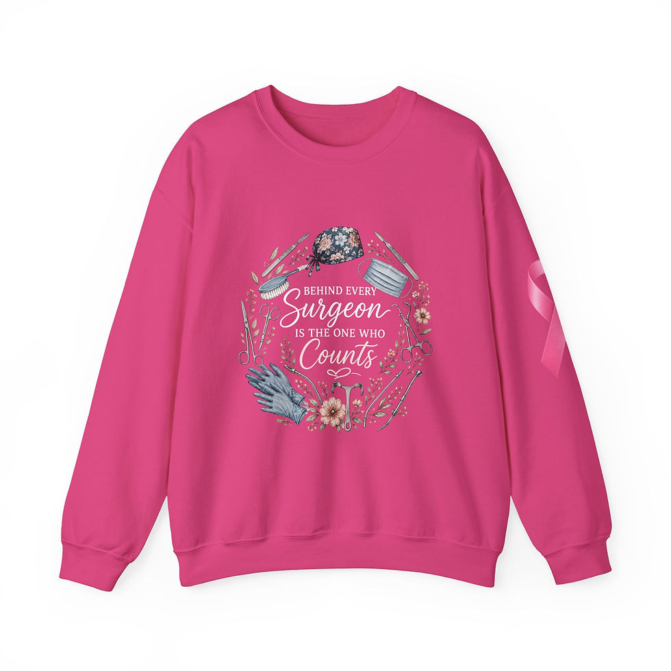 Thumbnail: Surgical Tech Awareness Crewneck Sweatshirt — Breast Cancer Ribbon