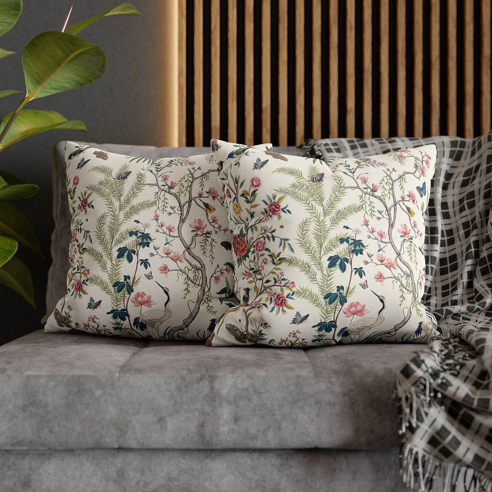 Thumbnail: Imperial Crane Chinoiserie Pillow Cover
