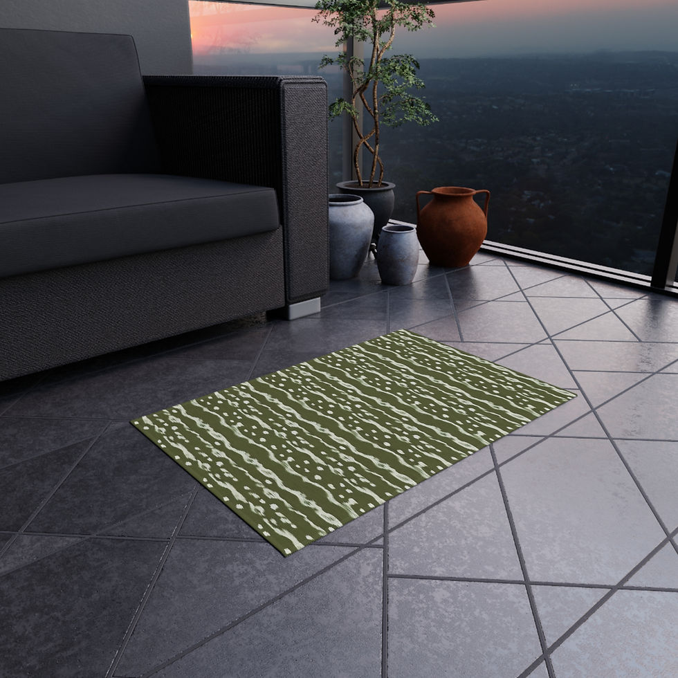 Thumbnail: Olive Green Ikat Outdoor Rug 