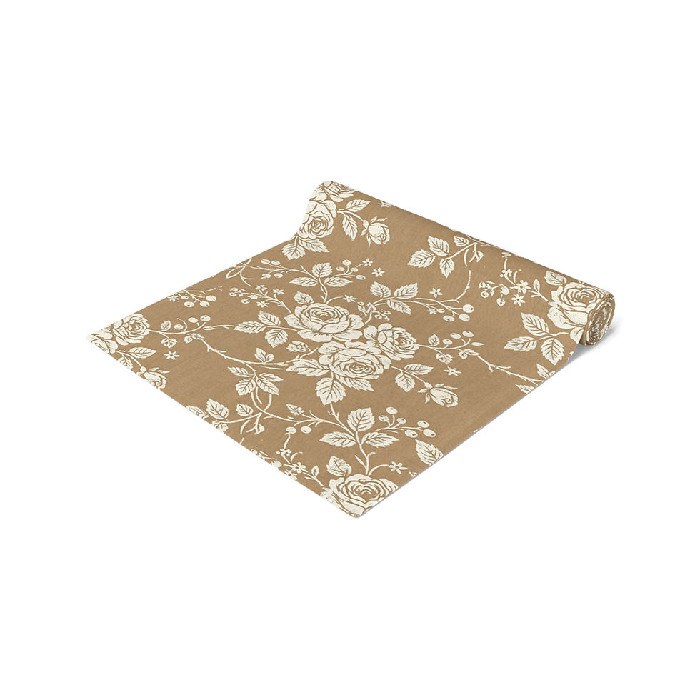 Thumbnail: Vintage Rose Toile Table Runner — Warm Caramel