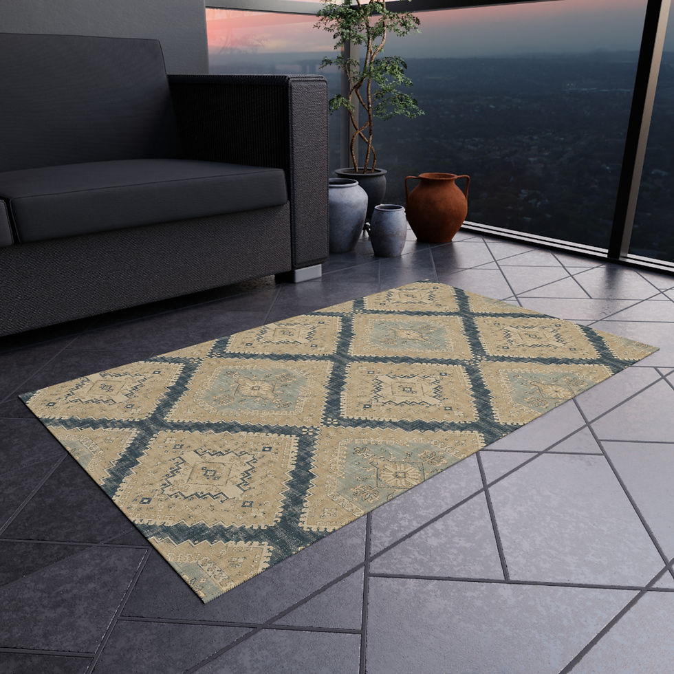 Thumbnail: Modern Transitional Diamond Lattice Outdoor Rug 
