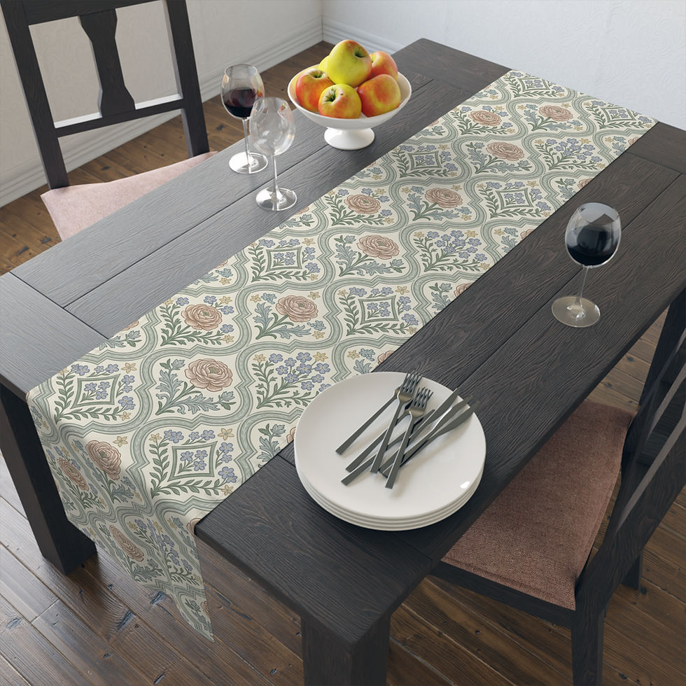 Thumbnail: Forget-Me-Not Table Runner - Rose & Sage
