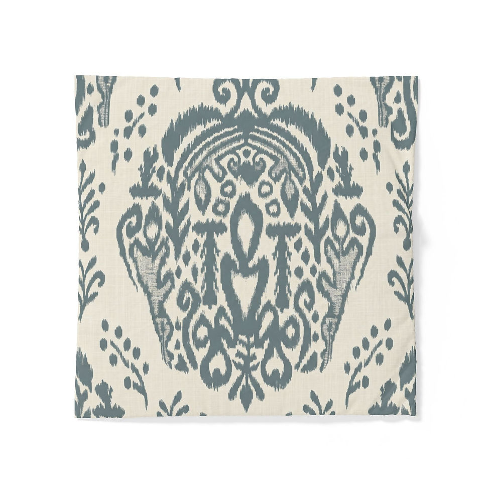 Thumbnail: Artisan Ikat Cotton Duvet Cover — Slate Blue