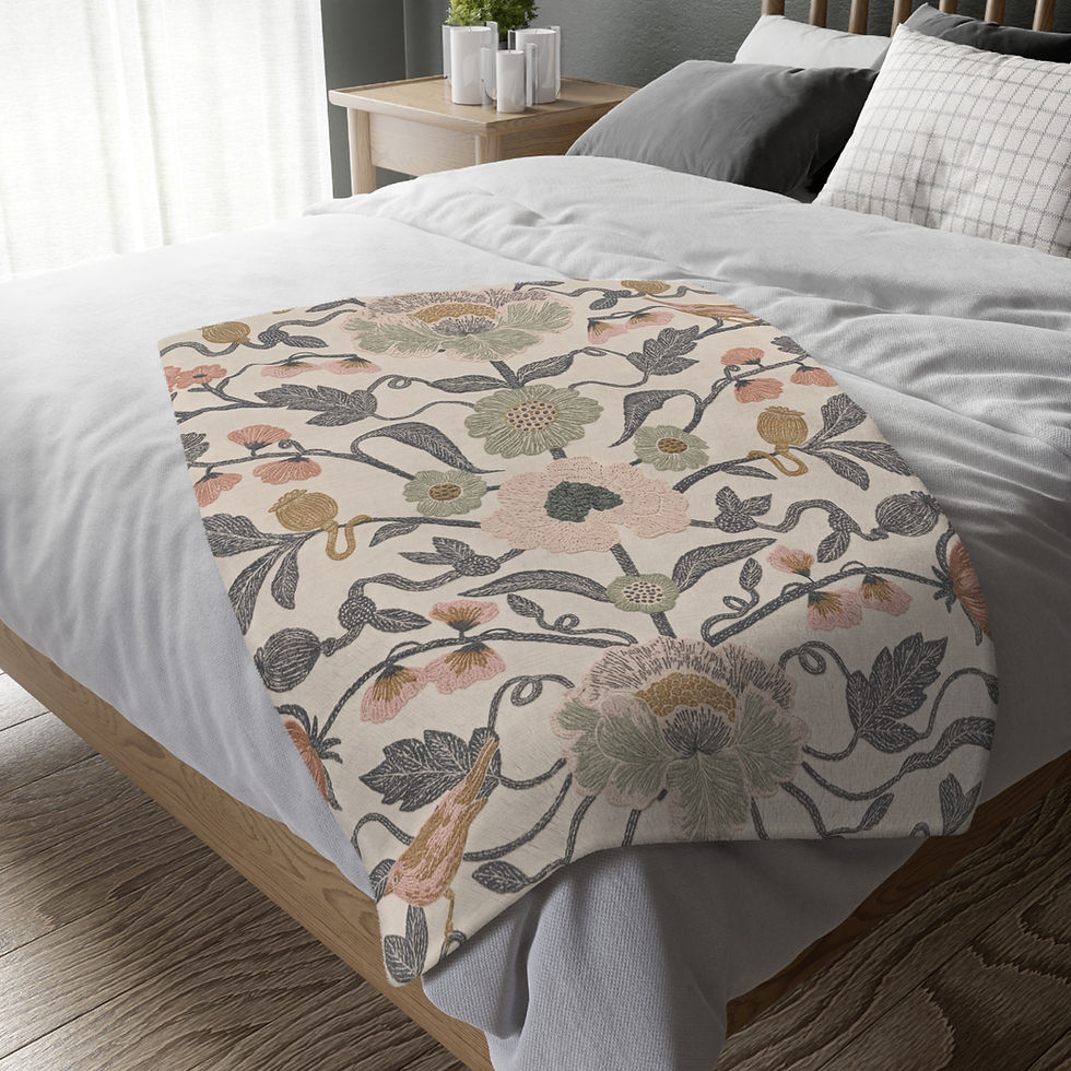 Thumbnail: Songbird & Wildflower Vine Velveteen Microfiber Blanket