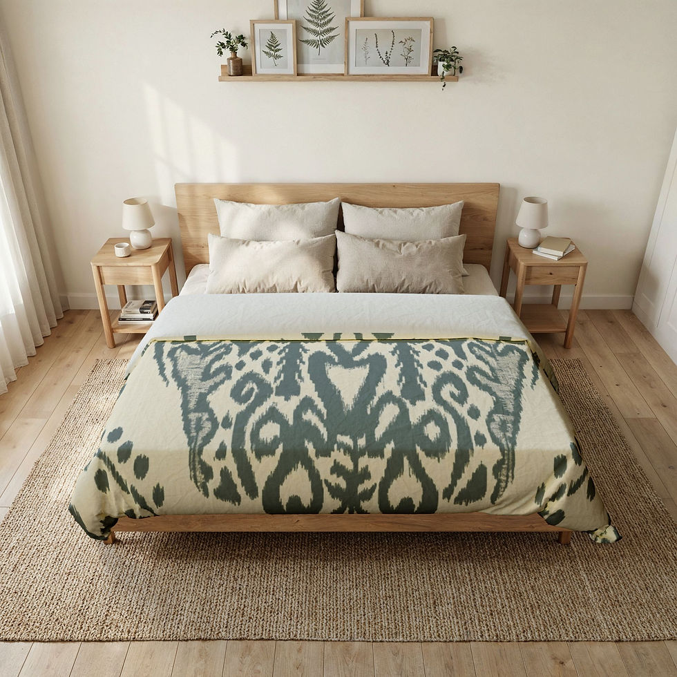 Thumbnail: Artisan Ikat Cotton Duvet Cover — Slate Blue