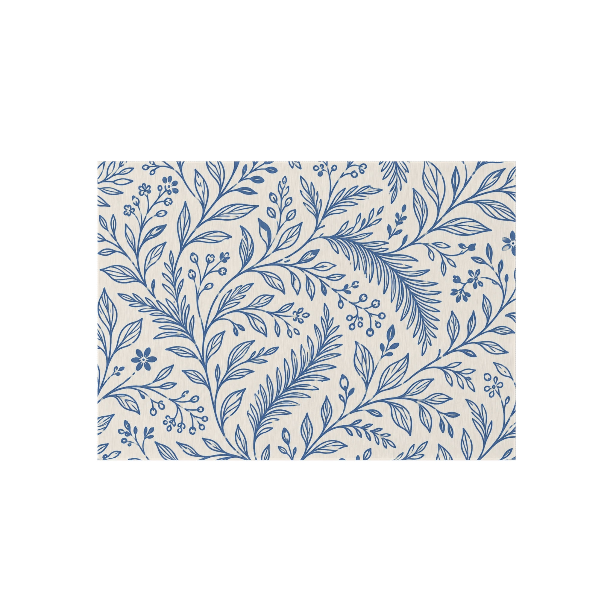Blue Botanical Outdoor Rug — Weatherproof Patio Mat with Leaf Vine Pattern