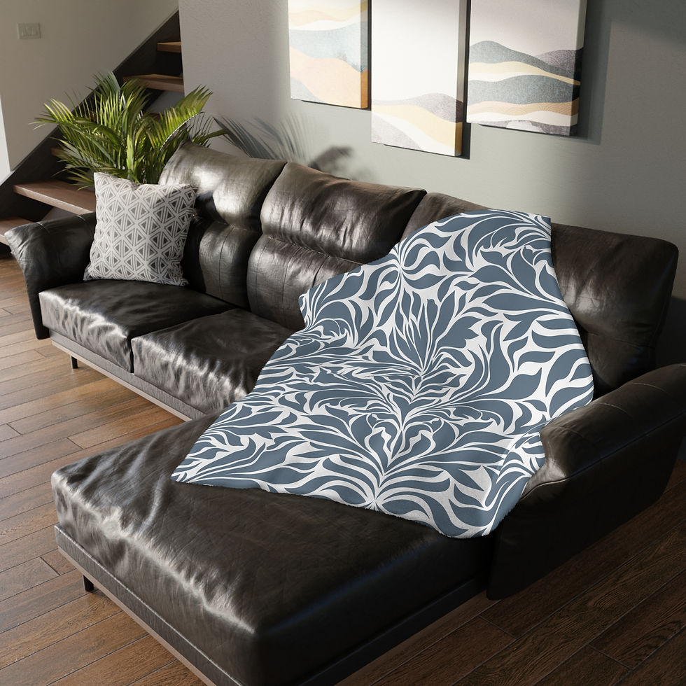 Thumbnail: Elegance Damask Velveteen Microfiber Throw - Slate Blue