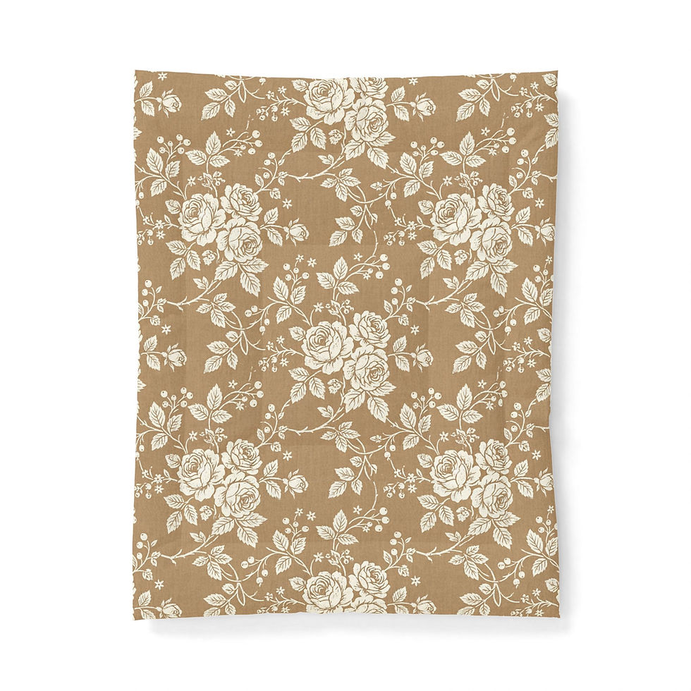 Thumbnail: Vintage Rose Toile Cotton Comforter - Warm Caramel