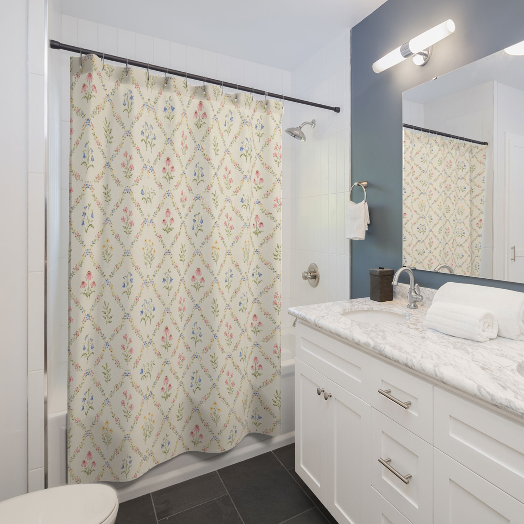 Sweet Bluebell Promenade Shower Curtain