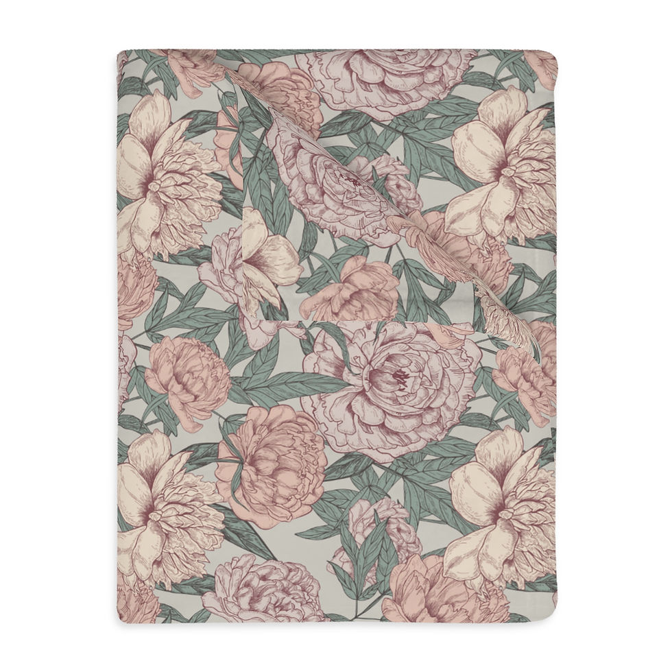 Thumbnail: Vintage Blush Peony Velveteen Blanket