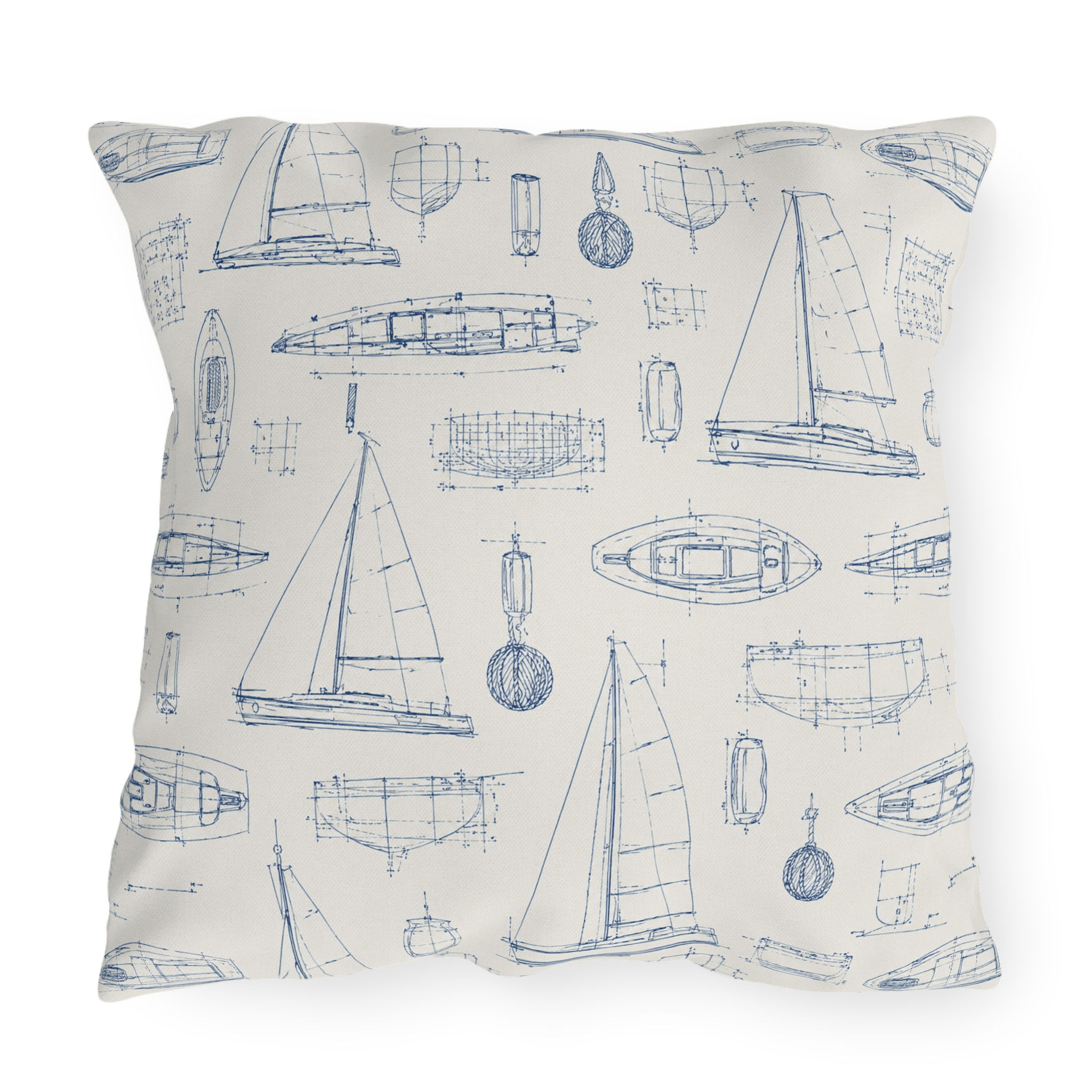 Harbor Blueprint Outdoor Pillow
