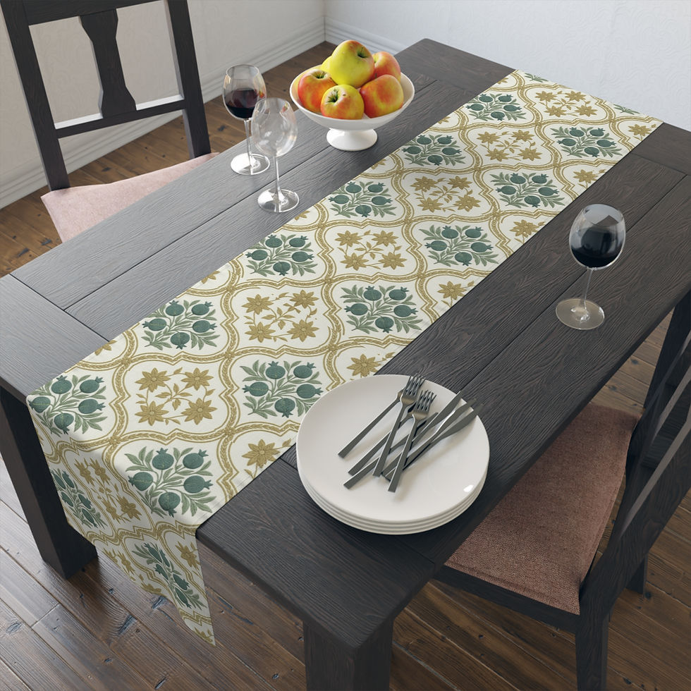 Thumbnail: Vintage Ogee Botanical Pomegranate Table Runner