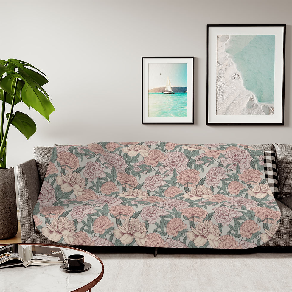 Thumbnail: Vintage Blush Peony Sherpa Blanket 