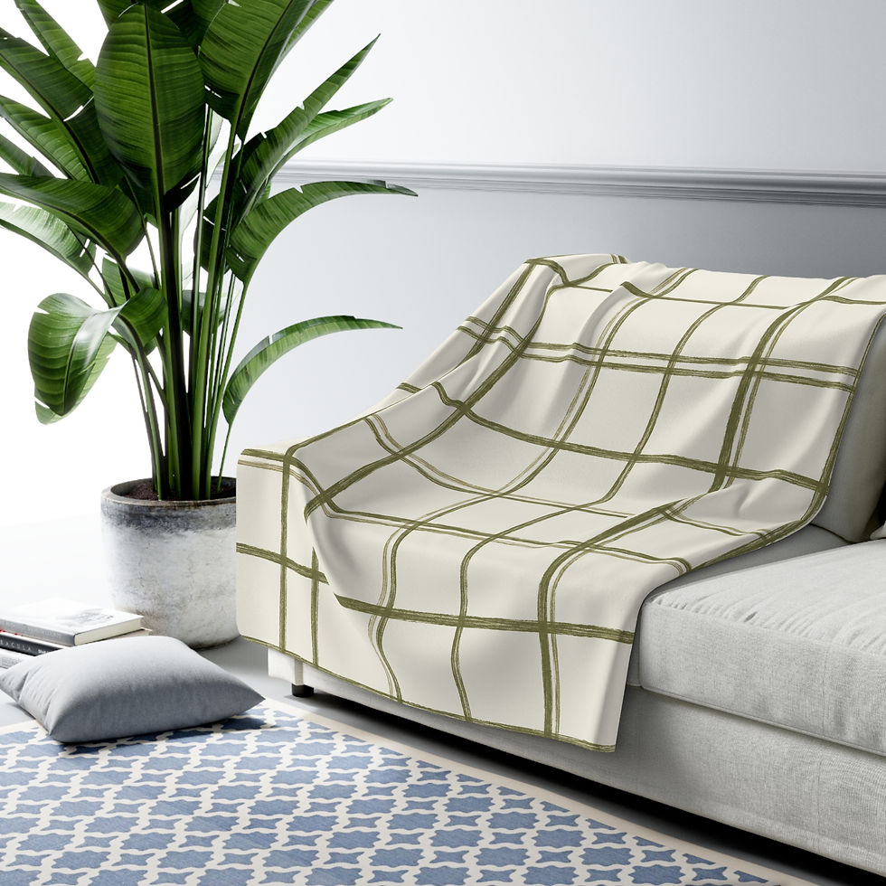 Thumbnail: Olive Windowpane Sherpa Blanket 