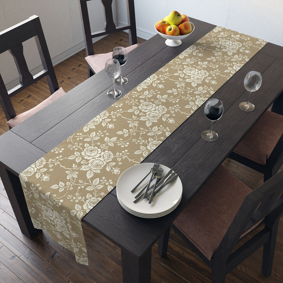 Thumbnail: Vintage Rose Toile Table Runner — Warm Caramel