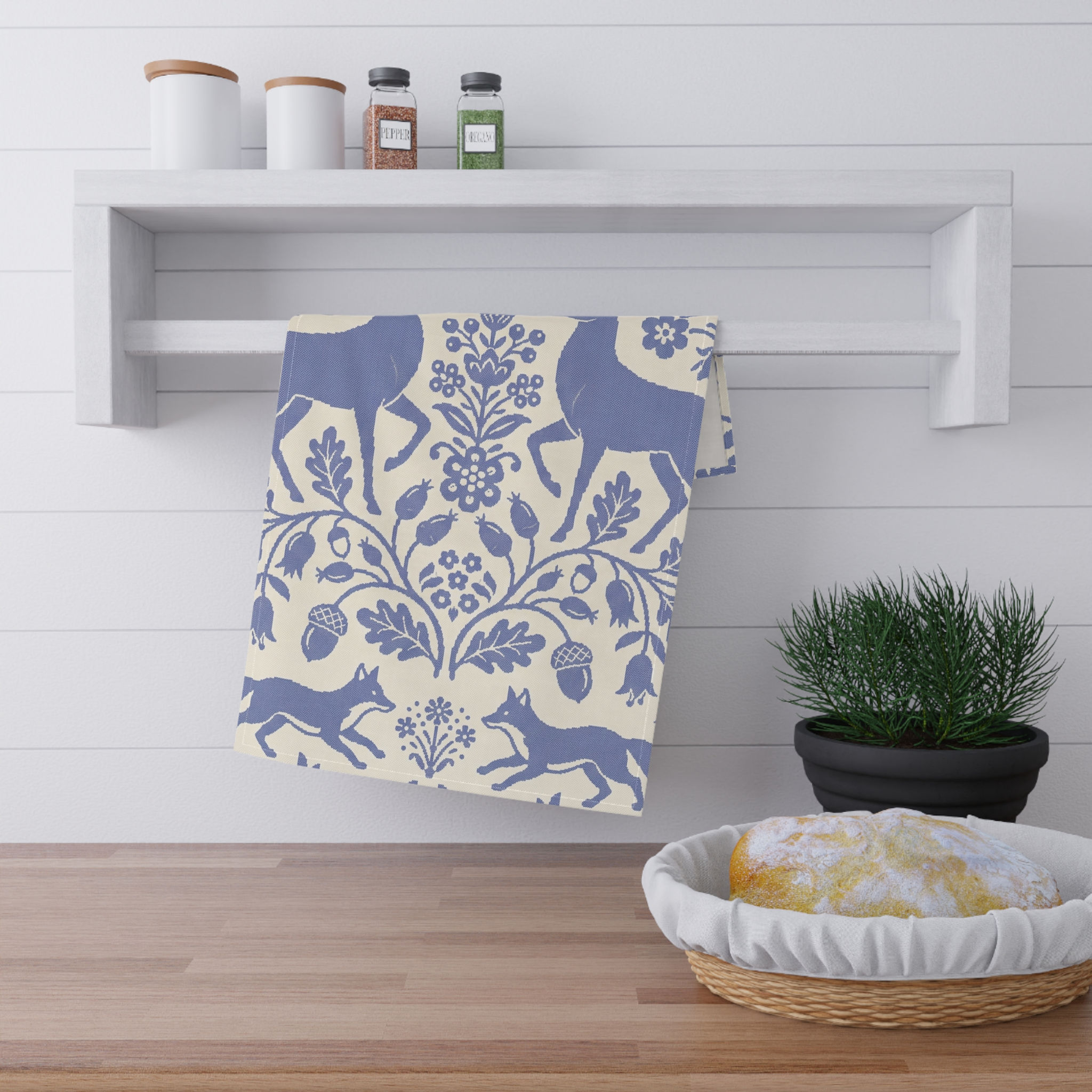 Nordic Folk Art Woodland Tea Towel