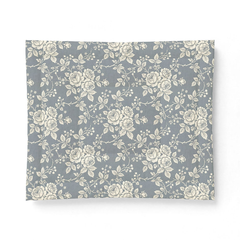 Thumbnail: Vintage Rose Toile Cotton Comforter - Slate Blue