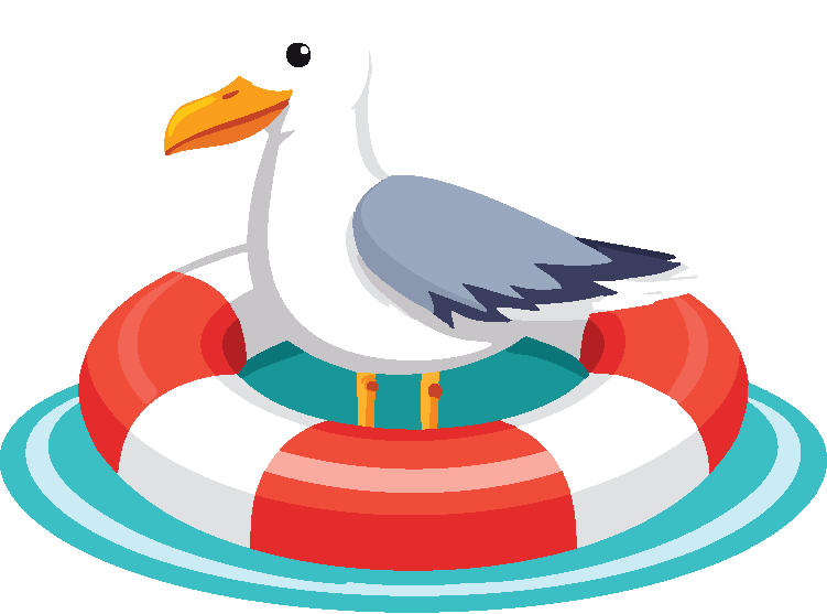 Seagull perched on buoy symbolizing ecological restoration and waterfront community projects in NYC