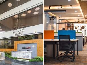 Office interior blending luxury finishes with practical design