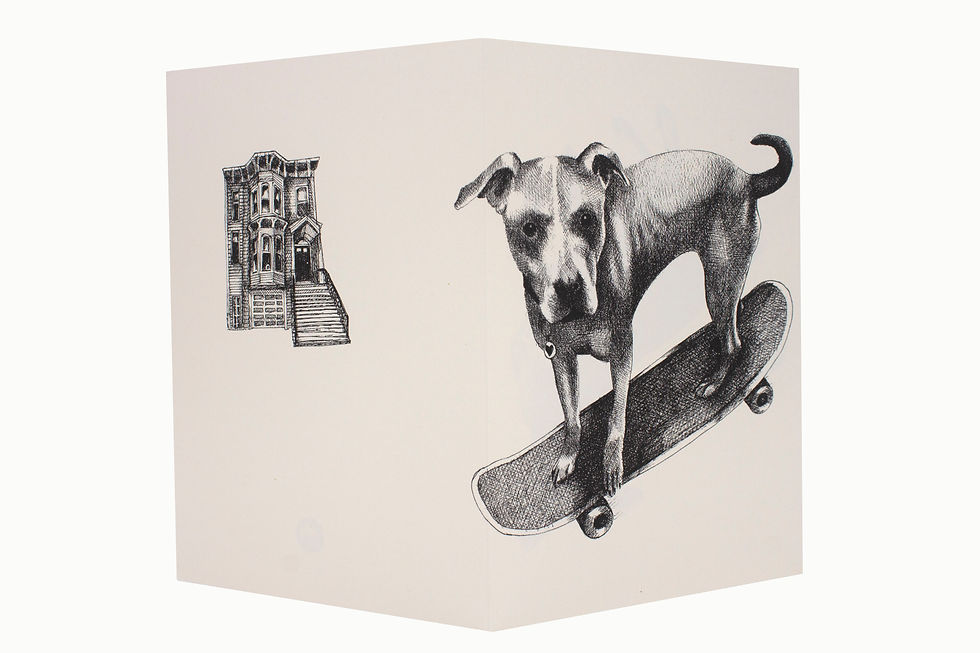 Thumbnail: Skateboard Dog & SF Victorian, blank card