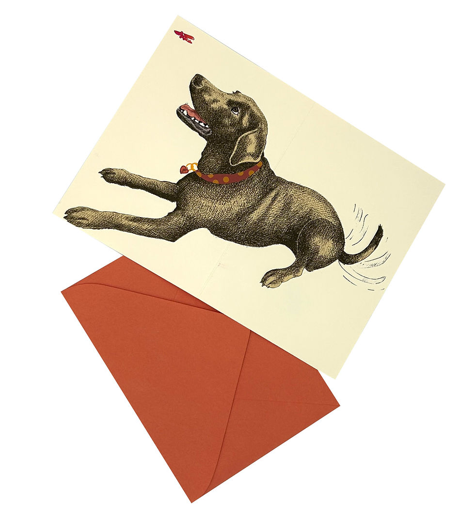 Thumbnail: Happy Dog Card, cotton paper and color envelope