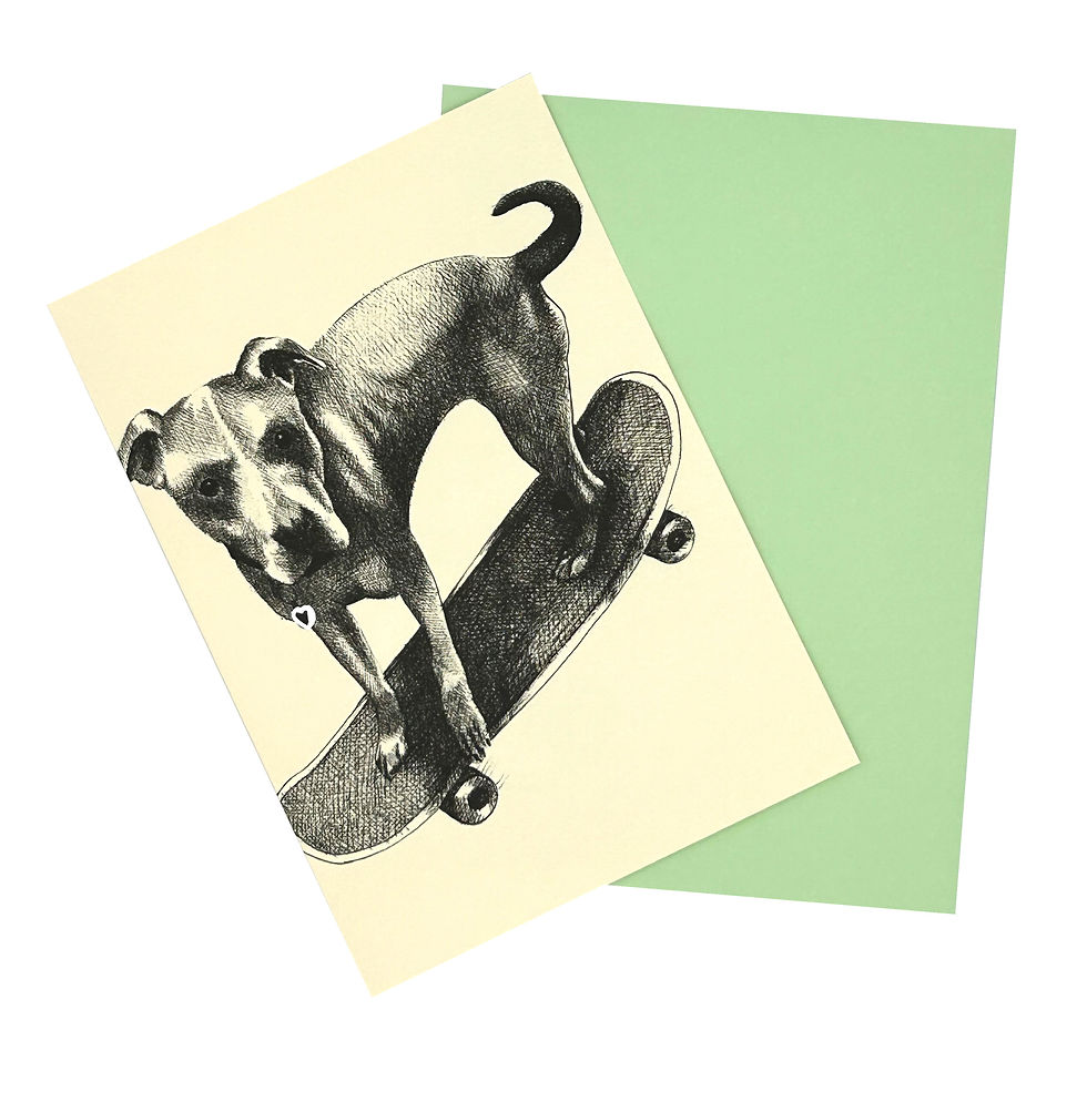 Thumbnail: Skateboard Card, cotton paper and color envelope