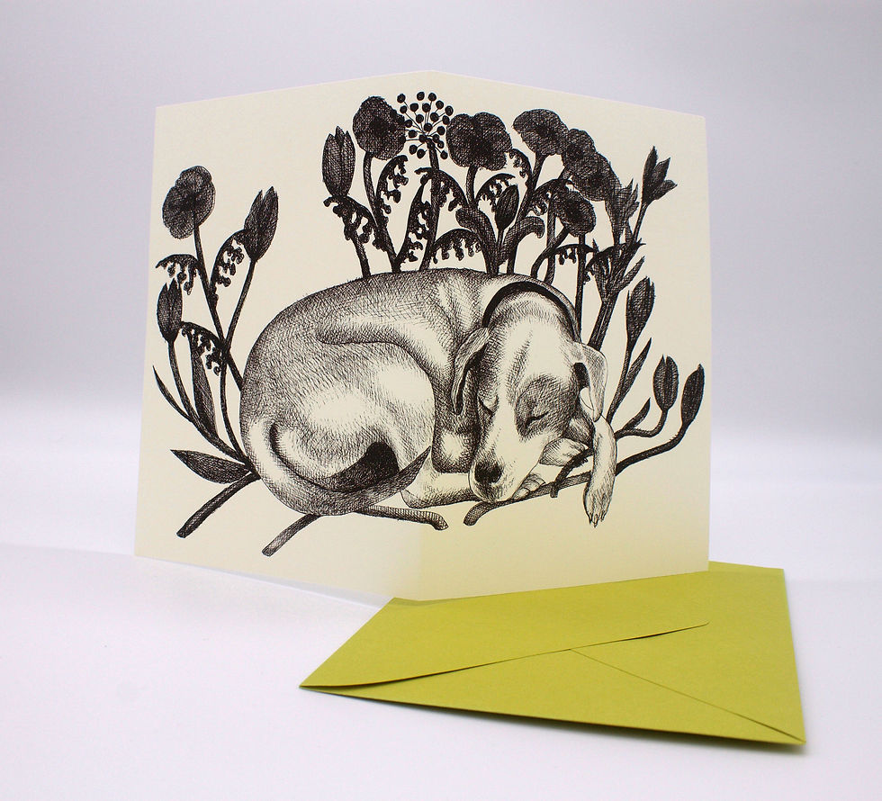 Thumbnail: Dog with Flowers Blank Card