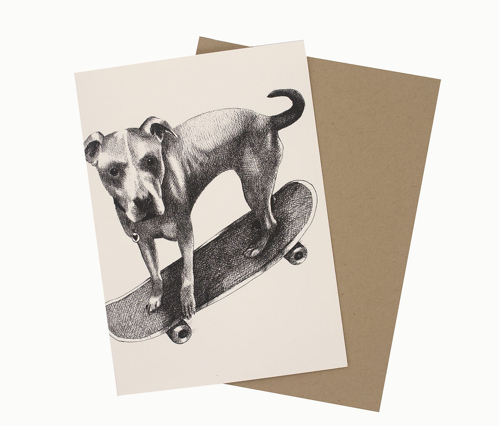 Thumbnail: Skateboard Dog & SF Victorian, blank card