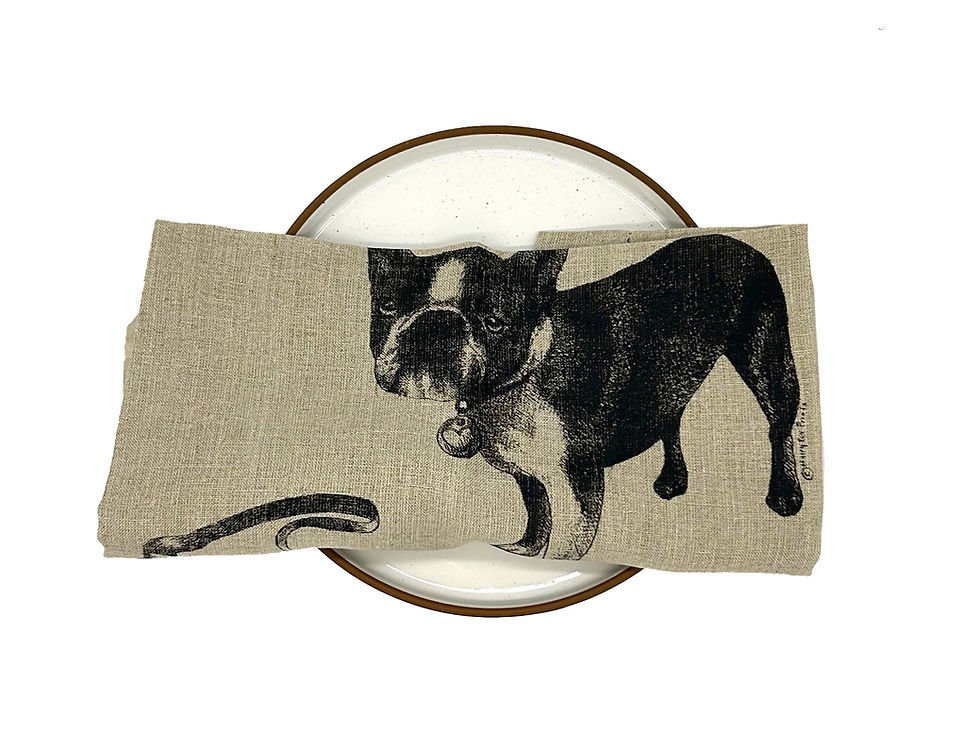 Thumbnail: French Bulldog Napkins, 100% Linen