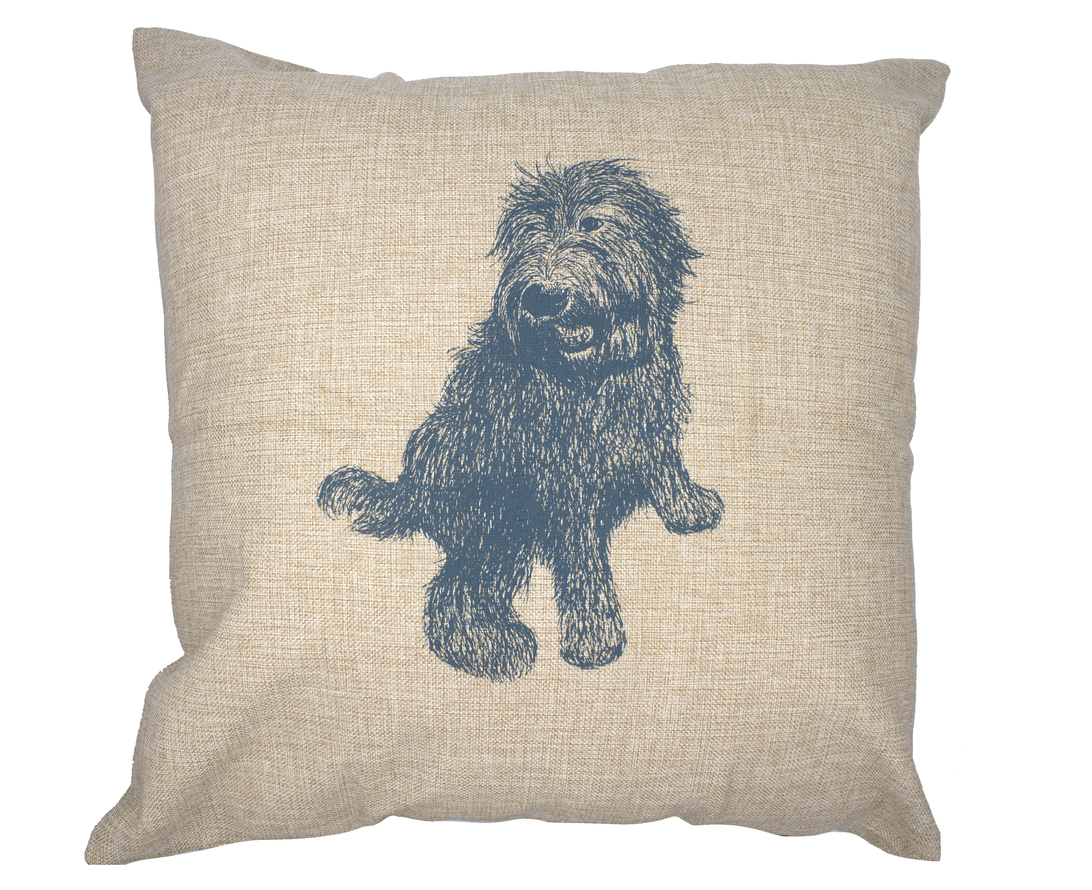 Labradoodle Pillow, 100% linen, printed by hand