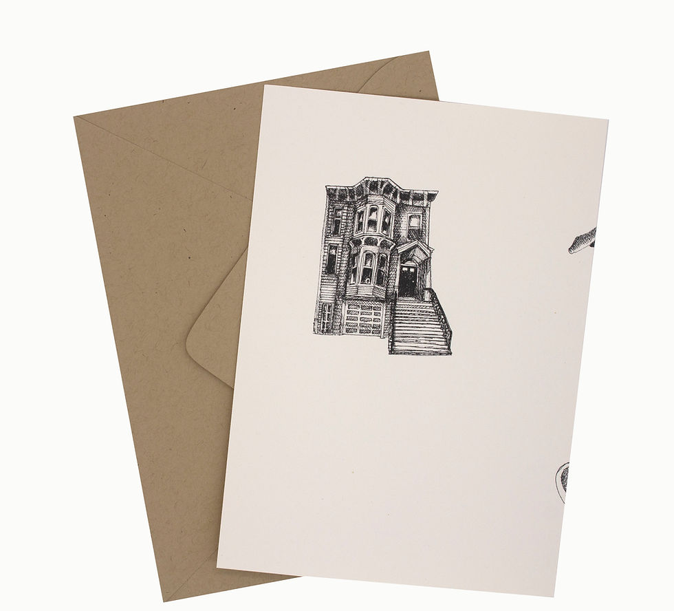 Thumbnail: Skateboard Dog & SF Victorian, blank card